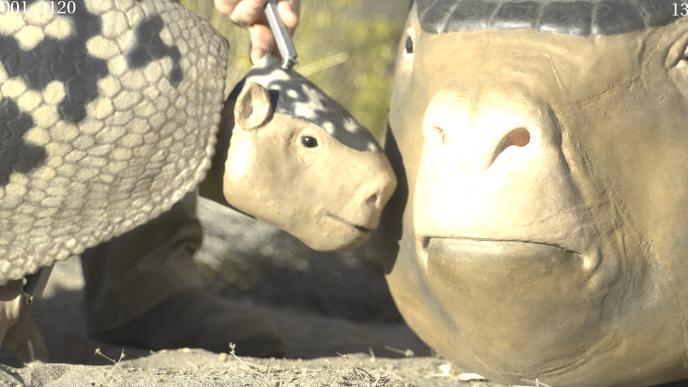Puppet version of a Glyptotherium 