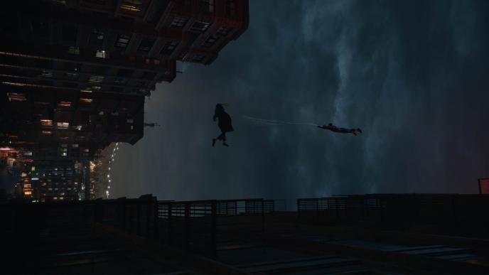 Final image from Spider-Man: Brand New Day showing MJ falling from a New York rooftop
