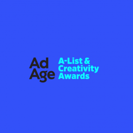 ad age a-list and creativity awards text on a blue background