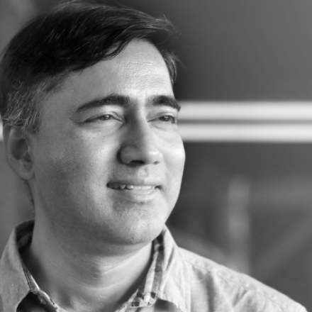 A black and white photo of Akhauri P. Sinha