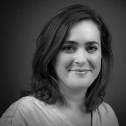 A black and white photo of Chloe Grysole