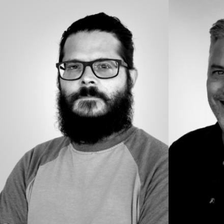 Photographs of new hires Francois Lambert and Jeremy Robert against a great background.