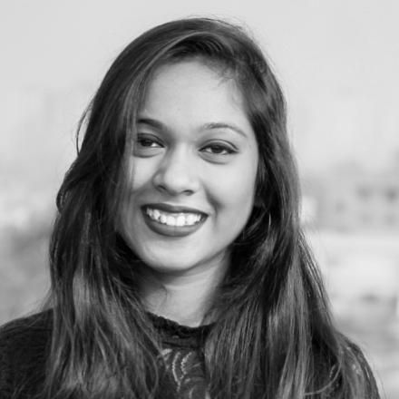 A black and white photo of Srishti Kumari