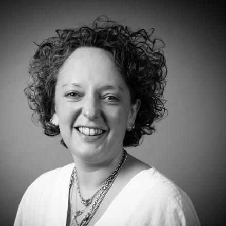 A black and white photo of Amy Smith