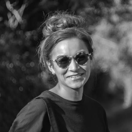 A black and white photo of Emma Le Roy