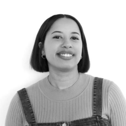 A black and white photo of Porcia Wright