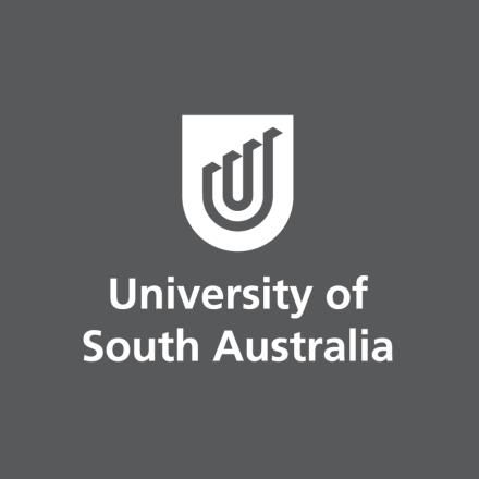 A grey background with a white University of South Australia logo