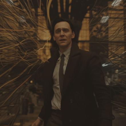 Postvis of Tom Hiddleston as Loki with strands surrounding him