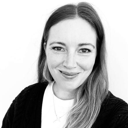 A black and white photo of Carla Rizzo