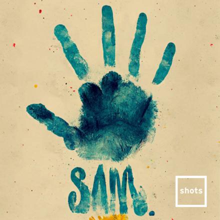 blue paint hand print