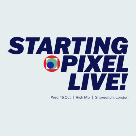 A light blue background with the Starting Pixel Live logo in the centre. 