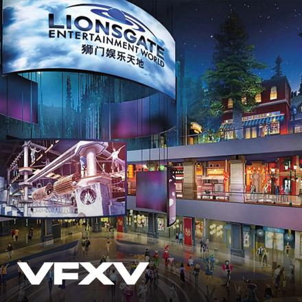 A virtual Lionsgate Entertainment world with a VFX Voice logo in the bottom left corner.