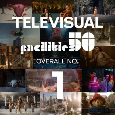 A collage of stills from Framestore projects overlayed with Televisual Facilities 50 - Overall Number 1