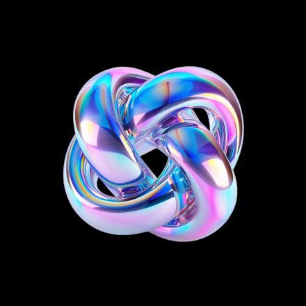 A black background with the metallic knotted AIMI logo in the centre.