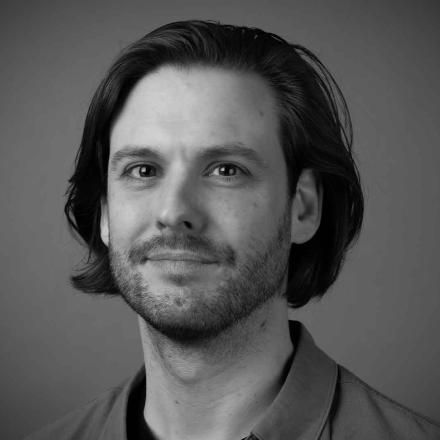 A black and white photo of Owen Braekke-Carroll