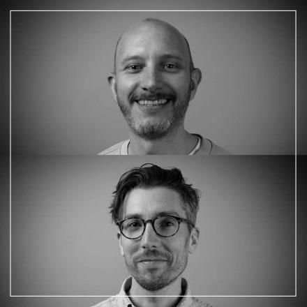 B&W headshots of new VFX Supervisor Patrick Ledda and Animation Supervisor Daniel Blacker 