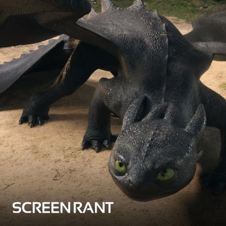 A realistic CGI Toothless dragon from How to Train Your Dragon, showcasing detailed VFX, scales, and textures.