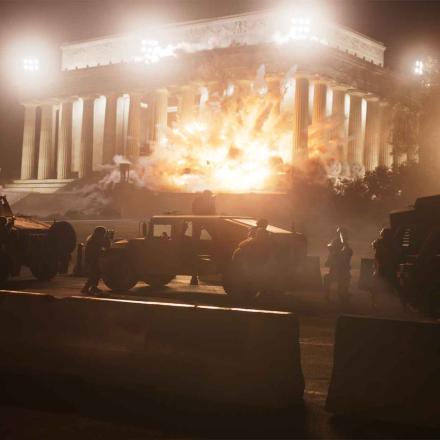 Still of VFX explosion in Civil War film