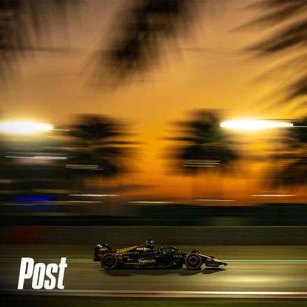 F1 McLaren race car. VFX motion blur and post-production techniques create dynamic speed for Formula 1 motorsport visuals.