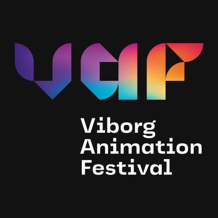 A black background with a rainbow coloured logo for Viborg Animation Festival.