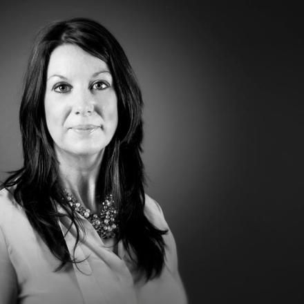 A black and white photo of Helen Hughes