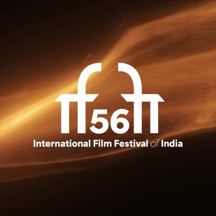  A black background with CGI fire across the middle and a white IFFI logo in the centre.