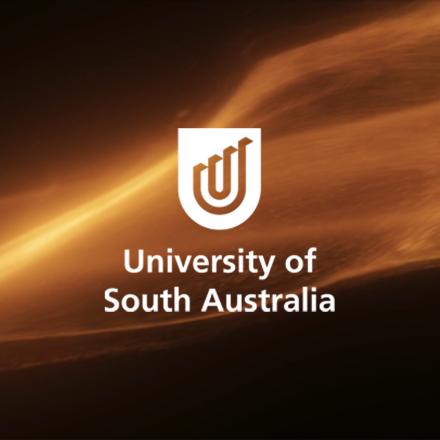 A fiery background showing the University of South Australia logo in white.