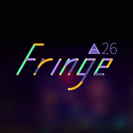 An abstract background with the Young Arrows Fringe logo on the right hand side.