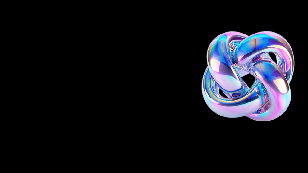 A black background with the metallic knotted AIMI logo to the right hand side. 