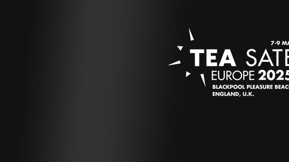 A black background with the white TEA SATE Europe 2025 logo in white towards the right hand side of the image.