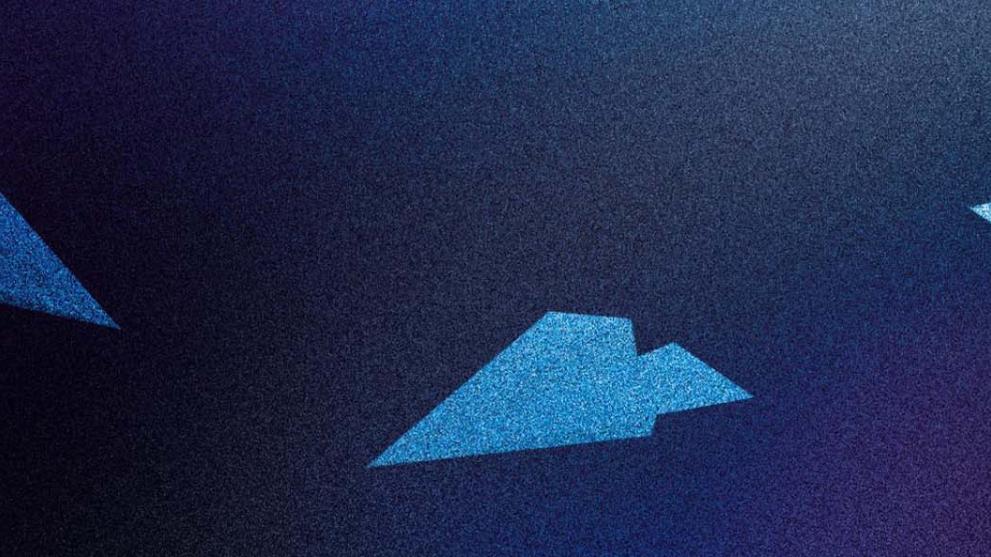 CG paper aeroplanes in blue and purple background