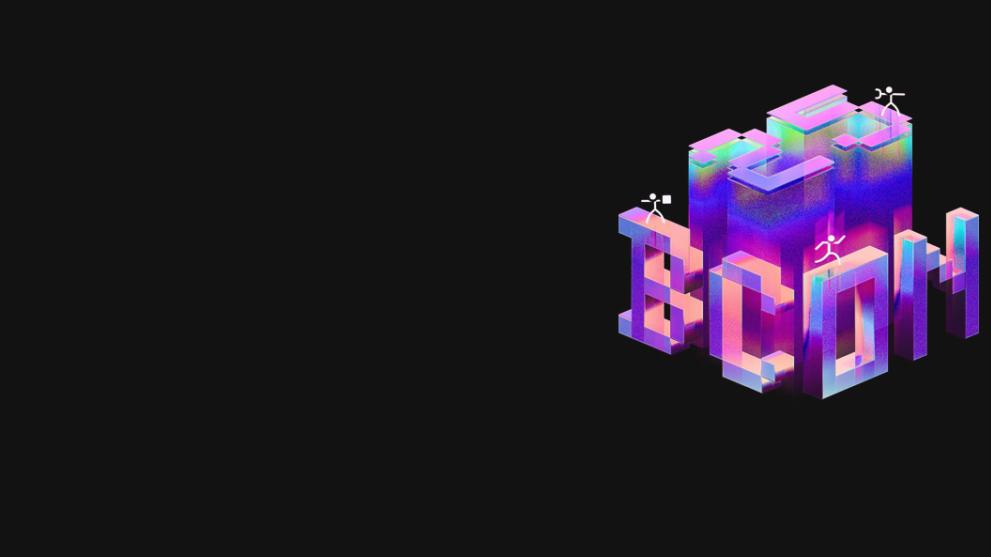 A full colour Blender Conference logo on a black background. 