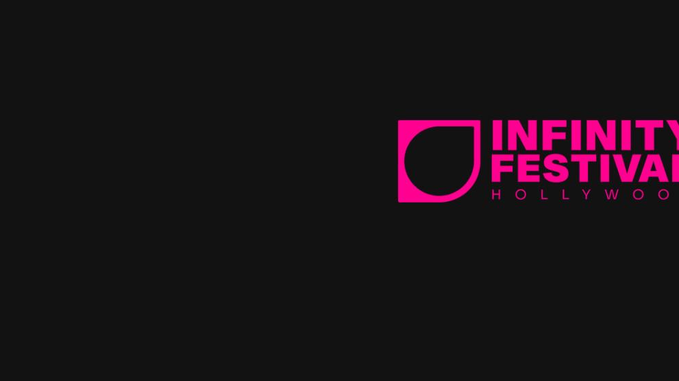 A black background with a pink Infinity Festival logo on the right hand side.