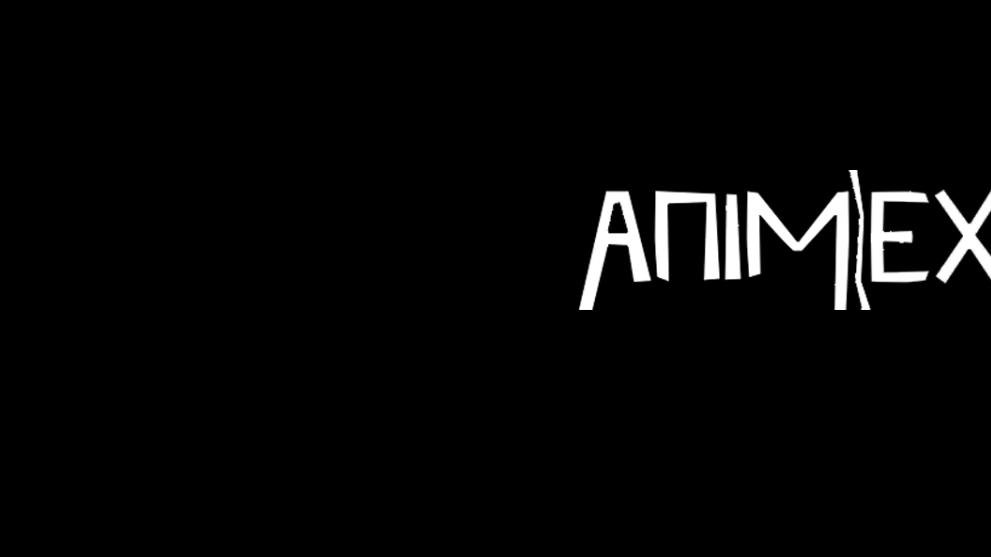 A black background with a white Animex logo. 
